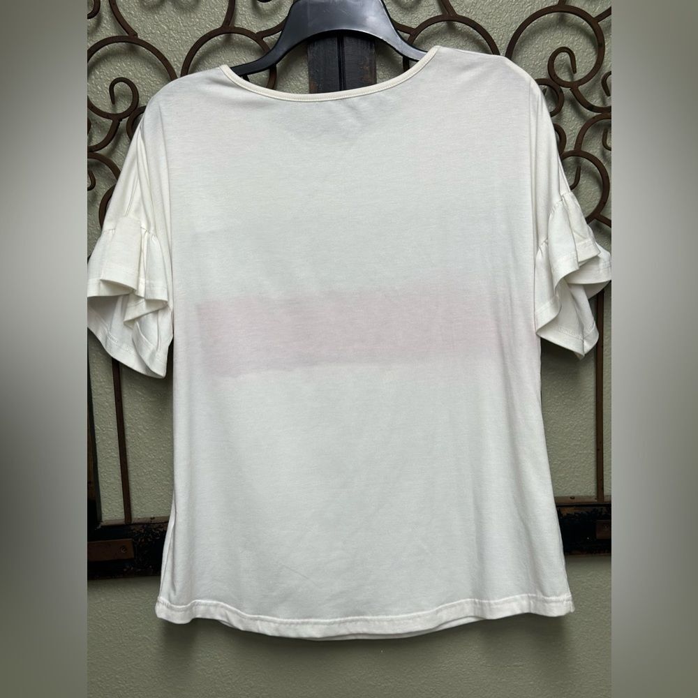 Boutique Janie short ruffle sleeve block top - Picture 3 of 4